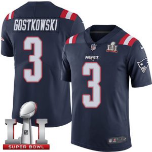 Nike Patriots #3 Stephen Gostkowski Navy Blue Super Bowl LI 51 Men's Stitched NFL Limited Rush Jersey