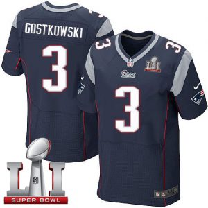 Nike Patriots #3 Stephen Gostkowski Navy Blue Team Color Super Bowl LI 51 Men's Stitched NFL Elite Jersey