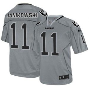 Nike Raiders #11 Sebastian Janikowski Lights Out Grey Men's Embroidered NFL Elite Jersey