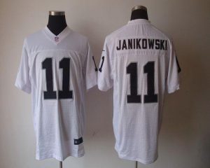 Nike Raiders #11 Sebastian Janikowski White Men's Embroidered NFL Elite Jersey