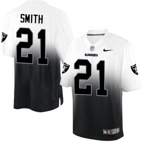 Nike Raiders #21 Sean Smith White Black Men's Stitched NFL Elite Fadeaway Fashion Jersey