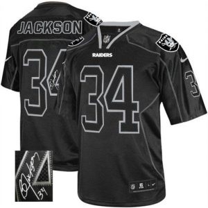 Nike Raiders #34 Bo Jackson Lights Out Black Men's Embroidered NFL Elite Autographed Jersey