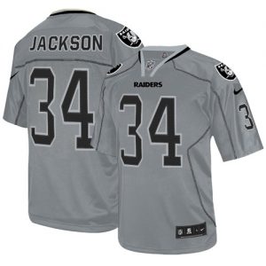 Nike Raiders #34 Bo Jackson Lights Out Grey Men's Embroidered NFL Elite Jersey