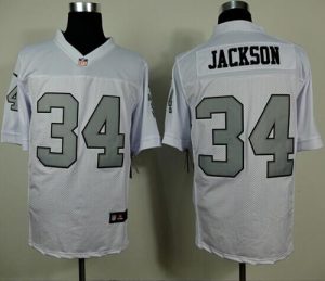 Nike Raiders #34 Bo Jackson White Silver No. Men's Stitched NFL Elite Jersey