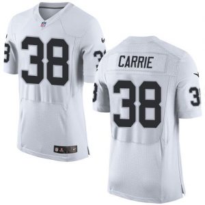 Nike Raiders #38 T.J. Carrie White Men's Stitched NFL New Elite Jersey
