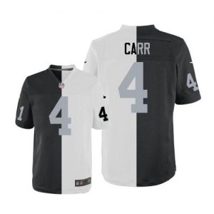Nike Raiders #4 Derek Carr White Black Men's Stitched NFL Elite Split Jersey