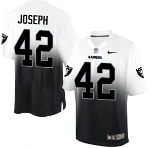 Nike Raiders #42 Karl Joseph White Black Men's Stitched NFL Elite Fadeaway Fashion Jersey