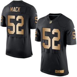 Nike Raiders #52 Khalil Mack Black Team Color Men's Stitched NFL New Elite Gold Jersey