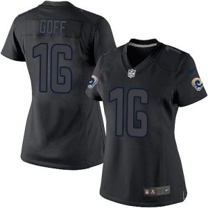 Nike Rams #16 Jared Goff Black Impact Women's Stitched NFL Limited Jersey