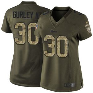 Nike Rams #30 Todd Gurley II Green Women's Stitched NFL Limited Salute to Service Jersey