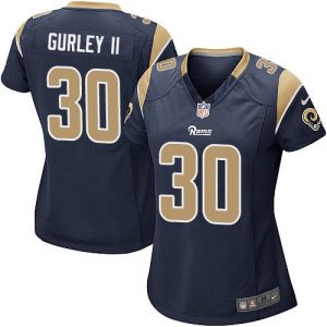 Nike Rams #30 Todd Gurley II Navy Blue Team Color Women's Stitched NFL Elite Jersey