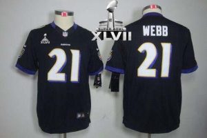 Nike Ravens #21 Lardarius Webb Black Alternate Super Bowl XLVII Youth Embroidered NFL Limited Jersey