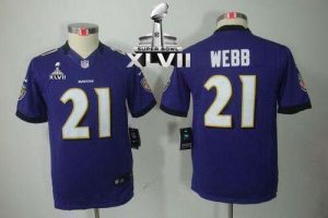 Nike Ravens #21 Lardarius Webb Purple Team Color Super Bowl XLVII Youth Embroidered NFL Limited Jersey