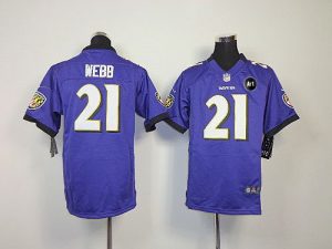 Nike Ravens #21 Lardarius Webb Purple Team Color With Art Patch Youth Embroidered NFL Elite Jersey