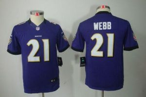 Nike Ravens #21 Lardarius Webb Purple Team Color Youth Embroidered NFL Limited Jersey