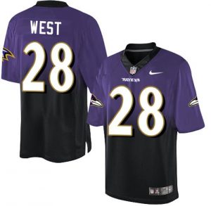 Nike Ravens #28 Terrance West Purple Black Men's Stitched NFL Elite Fadeaway Fashion Jersey