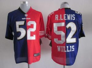 Nike Ravens & 49ers #52 Ray Lewis & Patrick Willis Purple Red Men's Embroidered NFL Mixture Elite Jersey