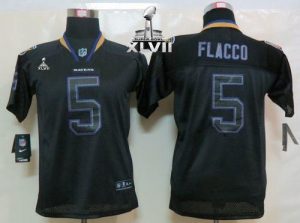 Nike Ravens #5 Joe Flacco Lights Out Black Super Bowl XLVII Youth Embroidered NFL Elite Jersey
