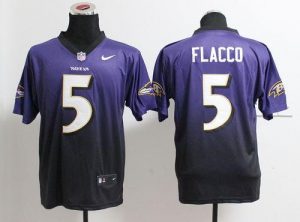 Nike Ravens #5 Joe Flacco Purple Black Men's Embroidered NFL Elite Fadeaway Fashion Jersey