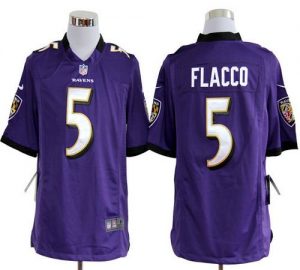 Nike Ravens #5 Joe Flacco Purple Team Color Men's Embroidered NFL Game Jersey