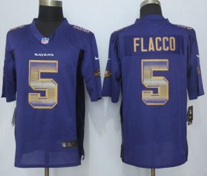 Nike Ravens #5 Joe Flacco Purple Team Color Men's Stitched NFL Limited Strobe Jersey