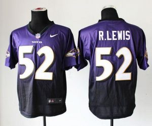 Nike Ravens #52 Ray Lewis Purple Black Men's Embroidered NFL Elite Fadeaway Fashion Jersey