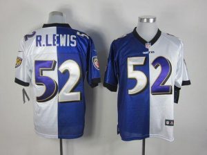Nike Ravens #52 Ray Lewis Purple White Men's Embroidered NFL Elite Split Jersey