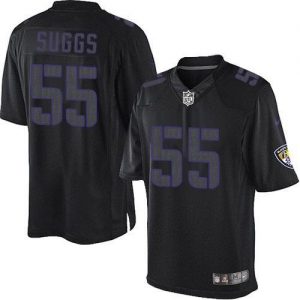 Nike Ravens #55 Terrell Suggs Black Men's Embroidered NFL Impact Limited Jersey