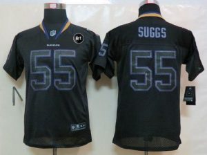 Nike Ravens #55 Terrell Suggs Lights Out Black With Art Patch Youth Embroidered NFL Elite Jersey
