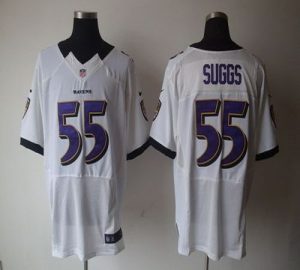 Nike Ravens #55 Terrell Suggs White Men's Embroidered NFL Elite Jersey