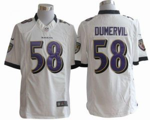 Nike Ravens #58 Elvis Dumervil White Men's Embroidered NFL Limited Jersey