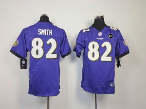 Nike Ravens #82 Torrey Smith Purple Team Color With Art Patch Youth Embroidered NFL Elite Jersey