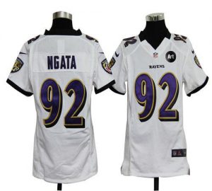Nike Ravens #92 Haloti Ngata White With Art Patch Youth Embroidered NFL Elite Jersey