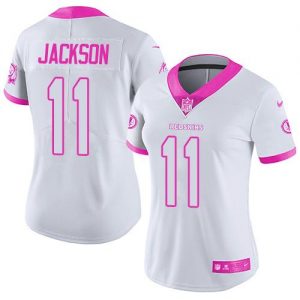 Nike Redskins #11 DeSean Jackson White Pink Women's Stitched NFL Limited Rush Fashion Jersey