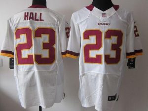 Nike Redskins #23 DeAngelo Hall White Men's Embroidered NFL Elite Jersey