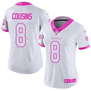 Nike Redskins #8 Kirk Cousins White Pink Women's Stitched NFL Limited Rush Fashion Jersey