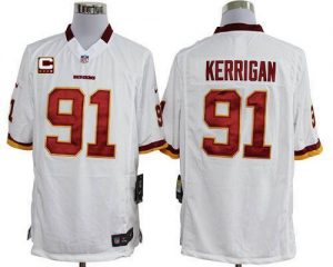 Nike Redskins #91 Ryan Kerrigan White With C Patch Men's Embroidered NFL Game Jersey