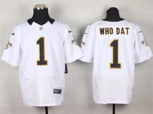 Nike Saints #1 Who Dat White Men's Stitched NFL Elite Jersey