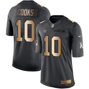 Nike Saints #10 Brandin Cooks Black Men's Stitched NFL Limited Gold Salute To Service Jersey