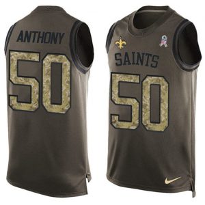 Nike Saints #50 Stephone Anthony Green Men's Stitched NFL Limited Salute To Service Tank Top Jersey