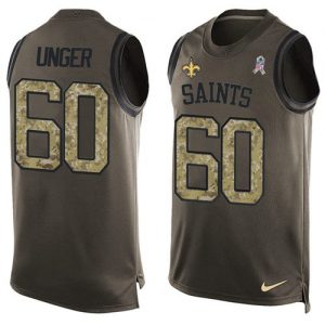 Nike Saints #60 Max Unger Green Men's Stitched NFL Limited Salute To Service Tank Top Jersey
