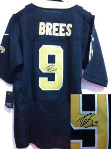 Nike Saints #9 Drew Brees Black Team Color Men's Embroidered NFL Elite Autographed Jersey