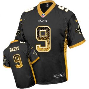 Nike Saints #9 Drew Brees Black Team Color Men's Embroidered NFL Elite Drift Fashion Jersey