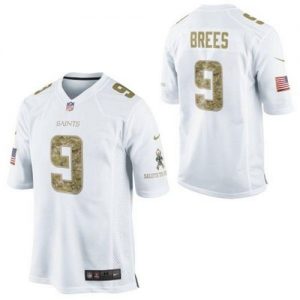 Nike Saints #9 Drew Brees White Men's Embroidered NFL Limited Salute to Service Jersey