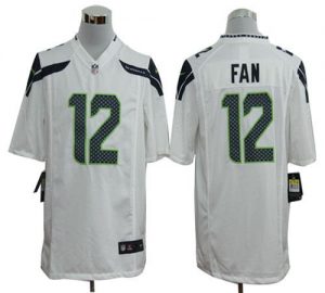 Nike Seahawks #12 Fan White Men's Embroidered NFL Game Jersey
