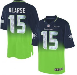 Nike Seahawks #15 Jermaine Kearse Steel Blue Green Men's Stitched NFL Elite Fadeaway Fashion Jersey