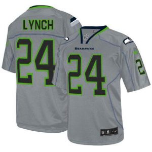 Nike Seahawks #24 Marshawn Lynch Lights Out Grey Men's Embroidered NFL Elite Jersey