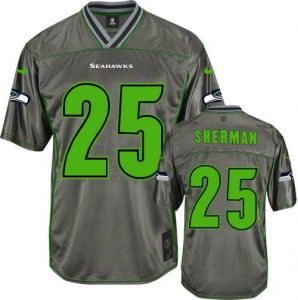 Nike Seahawks #25 Richard Sherman Grey Men's Stitched NFL Elite Vapor Jersey