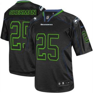 Nike Seahawks #25 Richard Sherman Lights Out Black Men's Embroidered NFL Elite Jersey