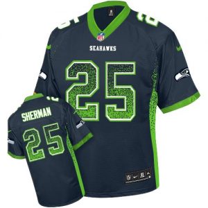 Nike Seahawks #25 Richard Sherman Steel Blue Team Color Men's Embroidered NFL Elite Drift Fashion Jersey